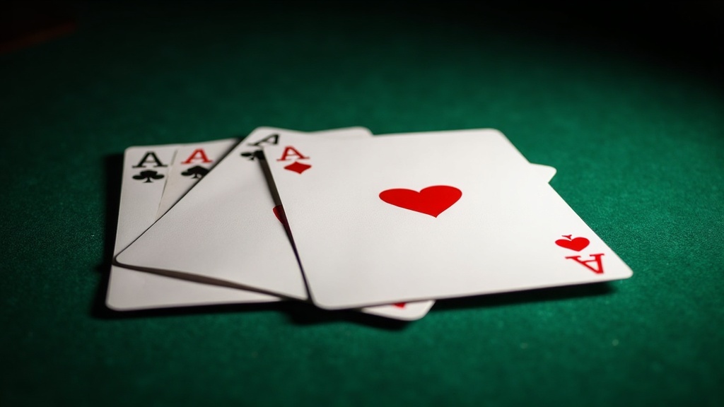 Four aces fanned out on green casino felt